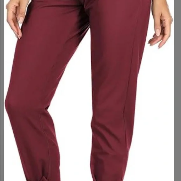 Burgundy Jogger-Style Track Pants with Elastic Cuffs - Picture 1 of 1
